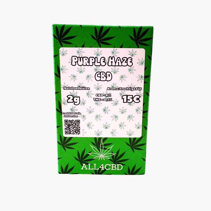 Purple Haze – Pure CBD Blüten 2g Verpackung
